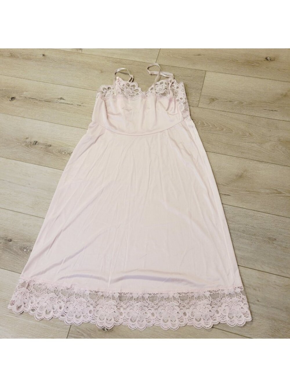 Vtg USA Made Coquette Dollette Cottagecore Pink Lace Nightgown Lingerie Sz READ